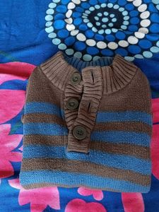 Brown Striped Knit Pullover