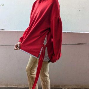 Red&amp;White Casual Sweat Shirt With Red Ties - L