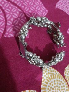 Vintage Silver Tone Beaded Bracelet