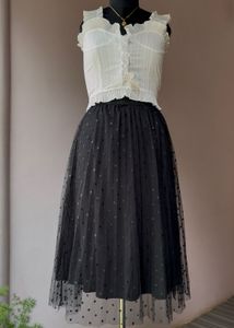 Black polka dot tulle skirt