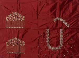 Maroon Maggam work blouse piece