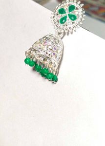 Green Jhumka Earrings