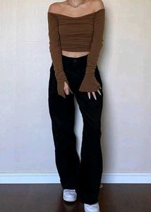 Brown Off-Shoulder Top