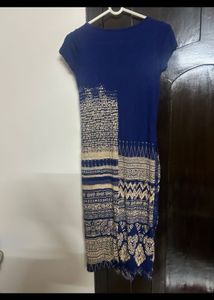 Blue Patterned Casual Kurta