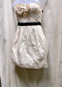 3638. Cream Strapless Mini Dress