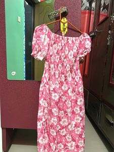 Pink Floral Off-Shoulder Dress