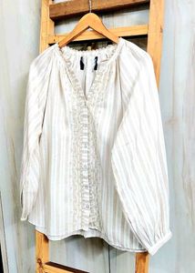 Striped Button-Down Blouse size-46