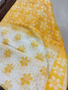 Yellow Floral Handloom Kota Saree With False