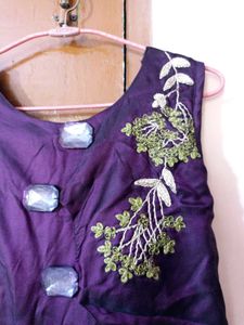 Embroidered Purple Party Gown