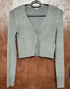 Cropped Gray Cardigan