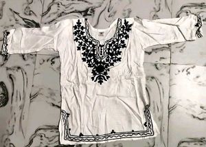 Embroidered White Top/Short Kurti