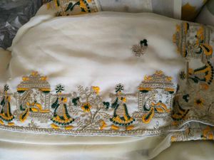 Off White Embroidery Saree