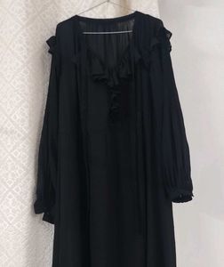 See Through Solid Black Maxi Dress