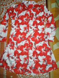 Red Hibiscus Print Dress
