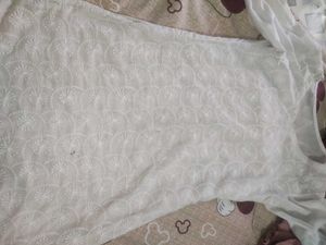 White Chickenkari Short Kurti