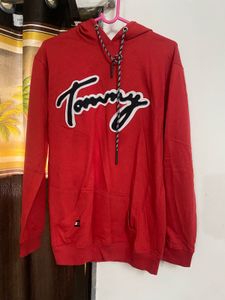 Tommy Hilfiger  Red Printed Hooded Sweatshirt