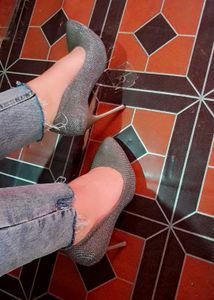Shimmery Pointed-Toe Stilettos