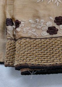 Elegant Brown &amp; Beige Embroidered Sari