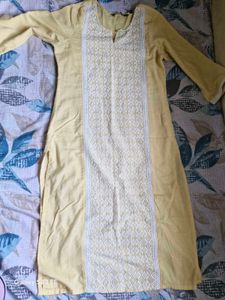 Yellow  Hand Embroidered Kurti