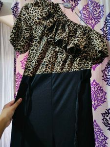 Leopard Print One-Shoulder Top &amp; Pants Set