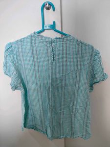 White And Blue Checkered Top