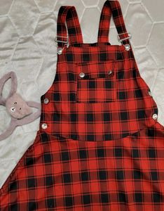 Dungaree Dress; Red & Black 🖤