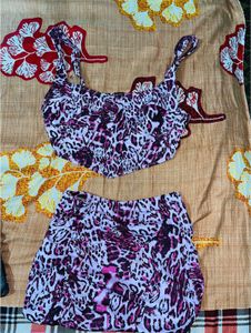Animal Print Top & Skirt Set💕