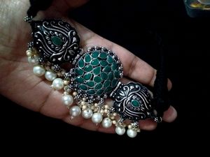 Used Oxidised Green Choker Set