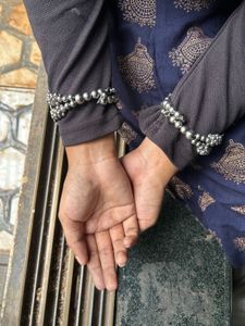 oxidised square mirror openable bracelet pair