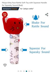 Kitty Face Rattle Toy With Squeeze Handle