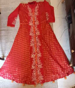 Elegant Red &amp; Gold Kurta