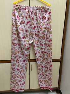 Pink Paisley Print Satin Lounge Set