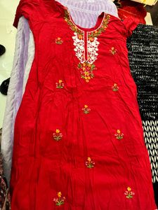 red embroidery suit