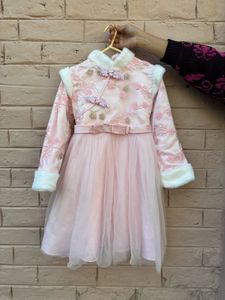 Pink Floral Embroidered Dress