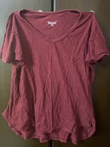 Maroon Cotton Plain Top Women