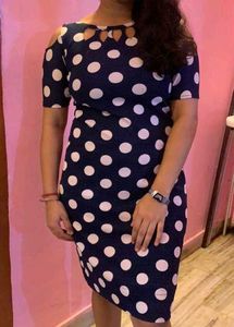 Polka Dot Cold Shoulder Dress