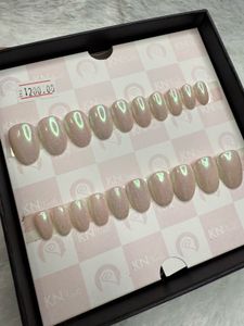 White Chrome Glittery Press On Nails