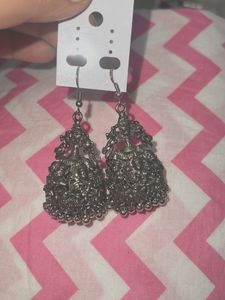 Oxidised Temple Silver Jhumka