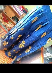 Blue Maxi With Gold Flowers Design