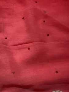 Red &amp; Green Embellished Saree Fabric