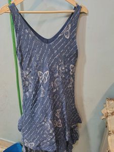 Butterfly Print Ruffle Hem Dress