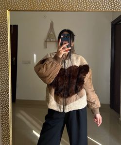 Brown Faux Fur Puffer OVERSIZED Jacket
