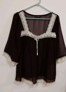 Vintage Topshop Sheer Lace Top