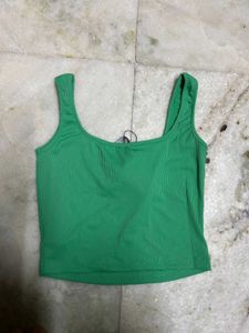 Green Ribbed Tank Top