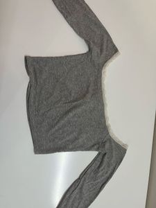 Cute Grey Long Sleeve Top