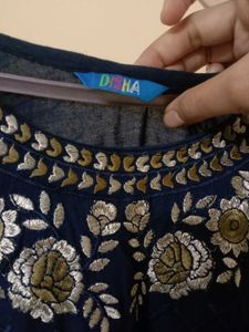 Navy Embroidered Anarkali Dress