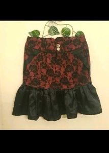 Y2K Maroon Gothic Mini Skirt