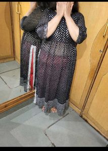 Black Polka Dot Kurta naira kurti long