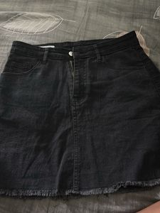 Black Denim Mini Skirt