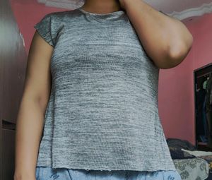 Grey Colour Shine Half Tshirt..,No Sew Fashio